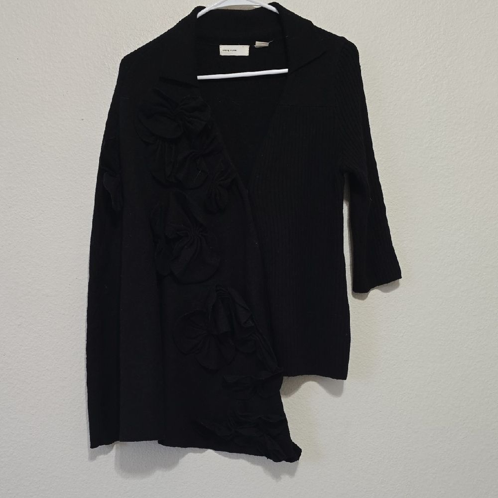 Anthripologie Sleeping On Snow Cape/Cardigan Wool with Floral Accents‎ M